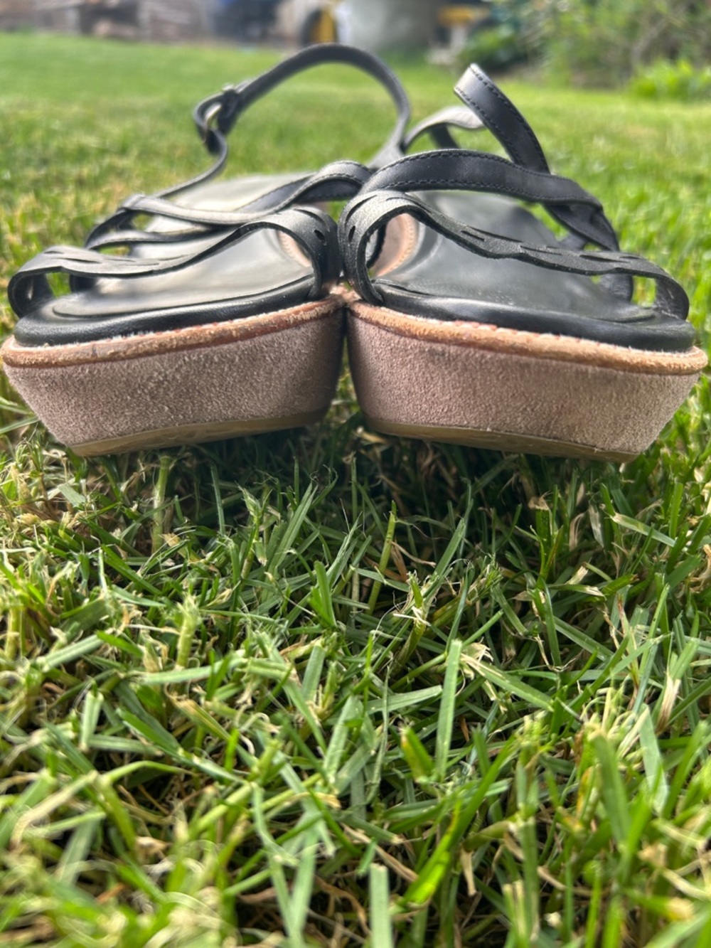CAMPER Genuine Leather Black Strappy Suede Platform Wedge Sandals size 7.5 - 8.5 - Picture 3 of 13